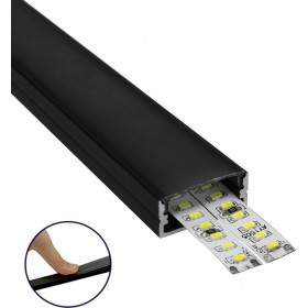 GloboStar Προφίλ Αλουμινίου Επιφανειακό με Μαύρο Οπάλ Κάλυμμα για 2 Σειρές Ταινίας LED (1m) 70810-1M GloboStar Προφίλ Αλουμινίου Επιφανειακό με Μαύρο Οπάλ Κάλυμμα για 2 Σειρές Ταινίας LED (1m) 70810-1M
