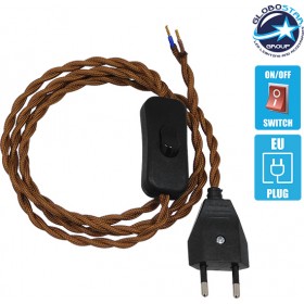 GloboStar Κρεμαστό Whip με Μαύρο Διακόπτη - Πρίζα Καφέ Πλεκτό Καλώδιο 1.4m σε Μαύρο Χρώμα 91036 GloboStar Κρεμαστό Whip με Μαύρο Διακόπτη - Πρίζα Καφέ Πλεκτό Καλώδιο 1.4m σε Μαύρο Χρώμα 91036