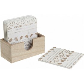 Inart Σουβέρ Ξύλινο με Βάση Λευκό 12x10cm 6τμχΚωδικός: 3-70-151-0064  Inart Σουβέρ Ξύλινο με Βάση Λευκό 12x10cm 6τμχΚωδικός: 3-70-151-0064