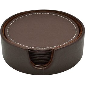 Ankor Σουβέρ Στρογγυλό από Δερματίνη με Βάση Καφέ 10cm 6τμχΚωδικός: 802807 