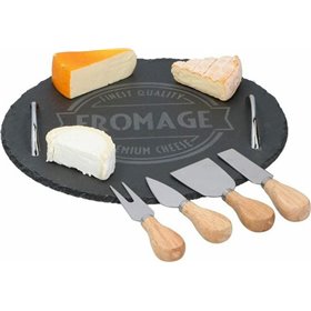 Alpina Πλατώ Σερβιρίσματος Τυριών Στρογγυλό από Πέτρα με Μαχαίρια &amp Πιρούνι Τυριού 30x30x4cm 5τμχΚωδικός: 11303 