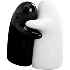 Αγκαλιά Σετ Αλατοπίπερο Κεραμικό Λευκό - Μαύρο 2τμχ