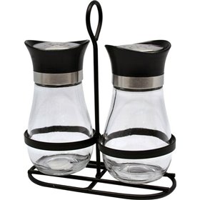 Ankor Σετ Αλατοπίπερο Γυάλινο με Βάση 2τμχ