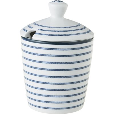 Laura Ashley Candy Stripe Ζαχαριέρα Σερβιρίσματος από Πορσελάνη σε Λευκό Χρώμα