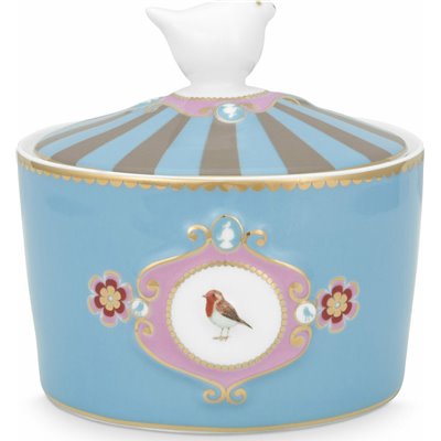 PiP Studio Love Birds Medallion Ζαχαριέρα Σερβιρίσματος από Πορσελάνη Blue-Khaki