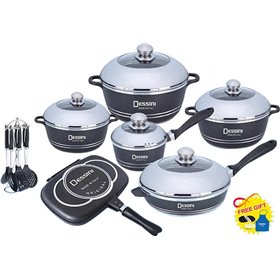 Dessini Enchanting Modern Life Σετ Μαγειρικά Σκεύη από Χυτό Αλουμίνιο Μαύρα με Αντικολλητική Επίστρωση 23τμχ Dessini Enchanting Modern Life Σετ Μαγειρικά Σκεύη από Χυτό Αλουμίνιο Μαύρα με Αντικολλητική Επίστρωση 23τμχ