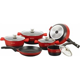Herzog Σετ Μαγειρικά Σκεύη από Αλουμίνιο Κόκκινα με Επίστρωση από Πέτρα GR-ST16M-RED 16τμχ Herzog Σετ Μαγειρικά Σκεύη από Αλουμίνιο Κόκκινα με Επίστρωση από Πέτρα GR-ST16M-RED 16τμχ