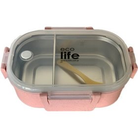 Ecolife Δοχείο Φαγητού Πλαστικό Light Pink Κατάλληλο για Φούρνο Μικροκυμάτων 900mlΚωδικός: 33-BO-9073 
