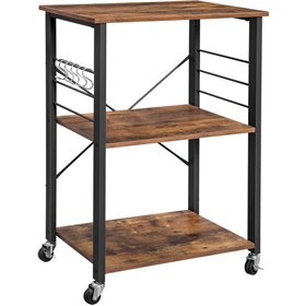 Vasagle Τρόλει Κουζίνας Μεταλλικό σε Μαύρο Χρώμα 3 Θέσεων 60x40x89cm