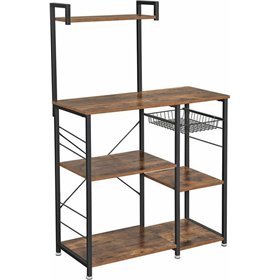 Vasagle Ραφιέρα Κουζίνας Ξύλινη σε Μαύρο Χρώμα 4 Θέσεων 90x40x132cm