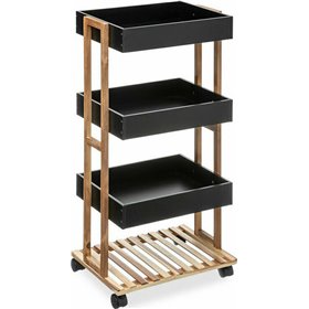 Pakoworld Τρόλει Κουζίνας Ξύλινο σε Μαύρο Χρώμα 4 Θέσεων Irene 41x30x88cm