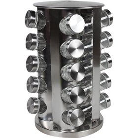 Keskor Θήκη Μπαχαρικών σε Περιστρεφόμενη Βάση Ασημί 20τμχ Keskor Θήκη Μπαχαρικών σε Περιστρεφόμενη Βάση Ασημί 20τμχ