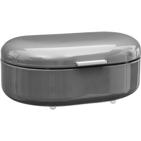 Retro Ψωμιέρα με Καπάκι Μεταλλική σε Γκρι Χρώμα 40x25x18cm