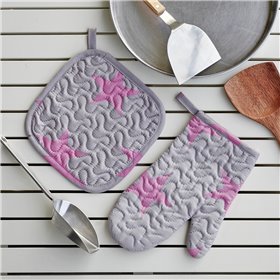 Melinen Star Girl Σετ Γάντι &amp Πιάστρα Κουζίνας Υφασμάτινο σε Γκρι Χρώμα