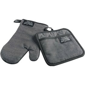 Kipper Maho Σετ Γάντι & Πιάστρα Κουζίνας Υφασμάτινο σε Γκρι Χρώμα 2τμχ Kipper Maho Σετ Γάντι & Πιάστρα Κουζίνας Υφασμάτινο σε Γκρι Χρώμα 2τμχ