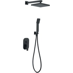 Viospiral 00-7710/Β Σετ Μίκτης, Τηλέφωνο &amp Κεφαλή Ντουζ Εντοιχισμού Ντουζιέρας 2 Εξόδων Μαύρο