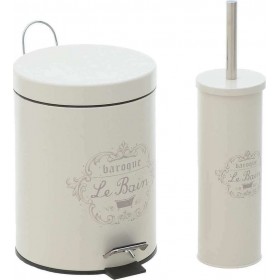 Inart 6-65-373-0001 Μεταλλικό Σετ Πιγκάλ και Καλαθάκι Μπάνιου 5lt Λευκό