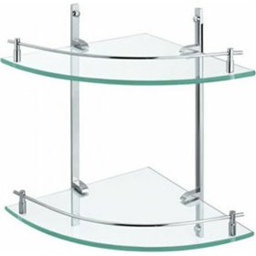 Gloria Siluetta 43-0017 Γωνιακή Επιτοίχια Ραφιέρα Μπάνιου Γυάλινη με 2 Ράφια 25x25x35cm