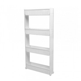 Songmics MWS14920 Πολυλειτουργική Τροχήλατη Επιδαπέδια Ραφιέρα Μπάνιου Πλαστική με 4 Ράφια 54.5x12.5x102.5cm