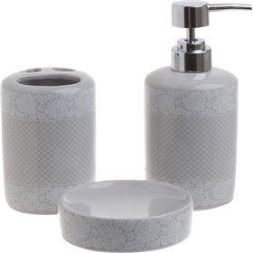 Inart 6-65-151-0003 Σετ Μπάνιου Κεραμικό Γκρι 3τμχ