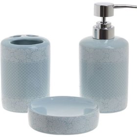 Inart 6-65-151-0001 Σετ Μπάνιου Κεραμικό Γαλάζιο 3τμχ