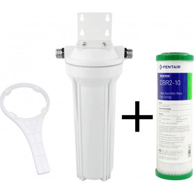 QWaterFilters UC1 Συσκευή Φίλτρου Νερού Κάτω Πάγκου / Κεντρικής Παροχής Μονή ½" με Ανταλλακτικό Φίλτρο Pentair CBR2-10 0,5μm