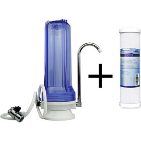 QWaterFilters UCC1 Συσκευή Φίλτρου Νερού Άνω Πάγκου Μονή με Ανταλλακτικό Φίλτρο QWaterFilters CTO 5μm