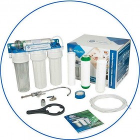 Aqua Filter FP3-HJ-K1 Συσκευή Φίλτρου Νερού Κάτω Πάγκου / Κεντρικής Παροχής Τριπλή με Βρυσάκι ½" με Ανταλλακτικό Φίλτρο