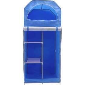 Υφασμάτινη Ντουλάπα με Ράφια σε Μπλε Χρώμα 70x43x157cm HM250.05