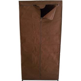 Υφασμάτινη Ντουλάπα με Φερμουάρ και Ράφια σε Καφέ Χρώμα 75x46x160cm 757633