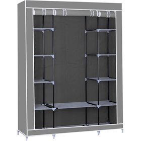 Υφασμάτινη Ντουλάπα με Φερμουάρ και Ράφια σε Γκρι Χρώμα 133x44x175cm HG-8009-Grey Υφασμάτινη Ντουλάπα με Φερμουάρ και Ράφια σε Γκρι Χρώμα 133x44x175cm HG-8009-Grey