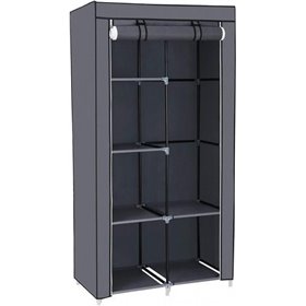 Υφασμάτινη Ντουλάπα με Φερμουάρ και Ράφια σε Γκρι Χρώμα 110x45x175cm HG-8010-Grey Υφασμάτινη Ντουλάπα με Φερμουάρ και Ράφια σε Γκρι Χρώμα 110x45x175cm HG-8010-Grey