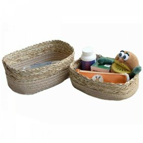 Next Deco Καλάθι Αποθήκευσης Ψάθινο Μπεζ 2τμχ