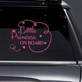 Σήμα Baby on Board Με Αυτοκόλλητο Little Princess Φούξια