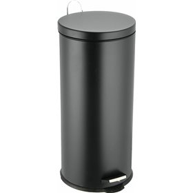 Estia Classic Κάδος Απορριμμάτων Μεταλλικός Black Matte με Πεντάλ 30lt