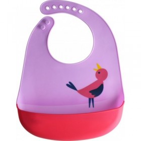 Kidsme Αδιάβροχη Σαλιάρα Σιλικόνης με Κουμπί "Easy Clean" με Τσέπη Lavender για 6 m+ Kidsme Αδιάβροχη Σαλιάρα Σιλικόνης με Κουμπί "Easy Clean" με Τσέπη Lavender για 6 m+