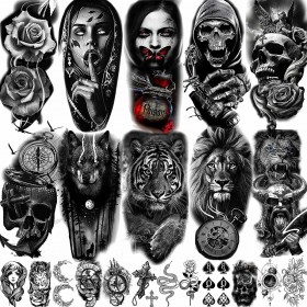 Large Realistic Unisex Fake Tattoos 3D Stickers (22 Sheets) Large Realistic Unisex Fake Tattoos 3D Stickers (22 Sheets)