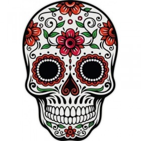Αυτοκόλλητο Αυτοκινήτου Day Of The Dead Roses Skull 12 x 8cm