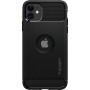 Spigen Rugged Armor Back Cover Σιλικόνης Matte Black (iPhone 11)