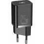 Baseus Φορτιστής με Θύρα USB-C και Καλώδιο USB-C 25W Μαύρος (Super Si)