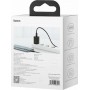 Baseus Φορτιστής με Θύρα USB-C και Καλώδιο USB-C 25W Μαύρος (Super Si)