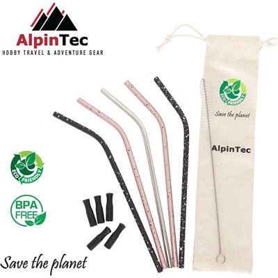 AlpinPro S-02 Καλαμάκια Μεταλλικά Πολύχρωμα με Βουρτσάκι 5τμχ