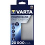 Varta Fast Energy Power Bank 20000mAh 18W με 2 Θύρες USB-A και Θύρα USB-C Quick Charge 3.0 Ασημί