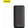 Awei P47K Power Bank 20000mAh με 2 Θύρες USB-A Μαύρο