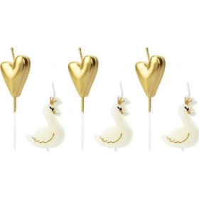 PartyDeco Κεράκια Κύκνος - 6τμχ.