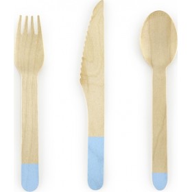 Ξύλινα Μαχαιροπίρουνα Γαλάζια σετ 18τεμ.