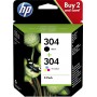 HP 304 2-pack Black-Tri color Μελάνι Εκτυπωτή InkJet Πολλαπλό (Color) (3JB05AE)
