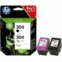 HP 304 2-pack Black-Tri color Μελάνι Εκτυπωτή InkJet Πολλαπλό (Color) (3JB05AE)