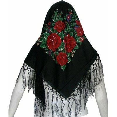 Παραδοσιακή μαντήλα με κρόσσια 105x105cm MARK791 Αξεσουάρ Παραδοσιακής Στολής BLACK