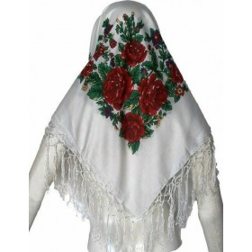 Παραδοσιακή μαντήλα με κρόσσια 105x105cm MARK791 Αξεσουάρ Παραδοσιακής Στολής WHITE